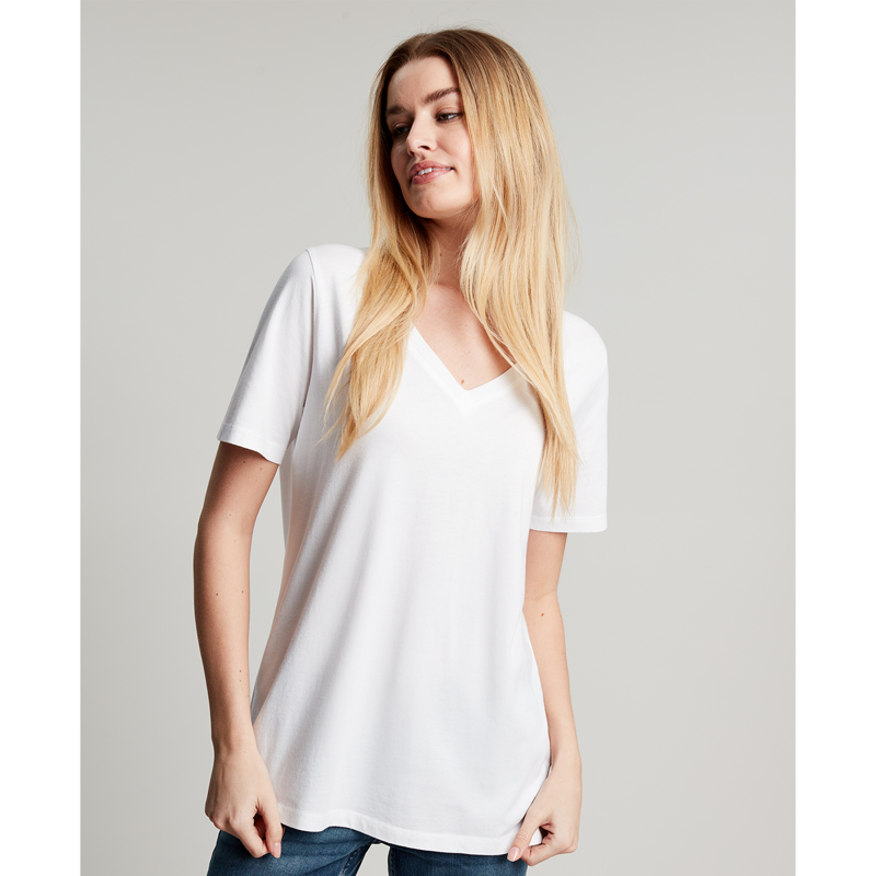 Joules Emily V Neck T-Shirt - White-1
